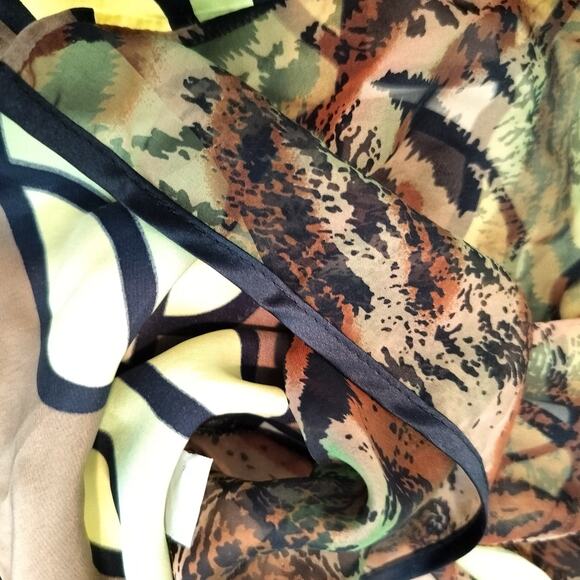 Bernie of New York Silk Scarf Geometric Animal Print 60" x 10" - Picture 7 of 9